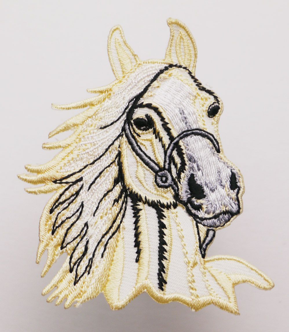 HORSE HEAD Fine Detailed Embroidered Horse IronOn Patch You Choose Colour!